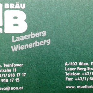 Visitenkarte - Müller Bräu am Laaerberg - Wien