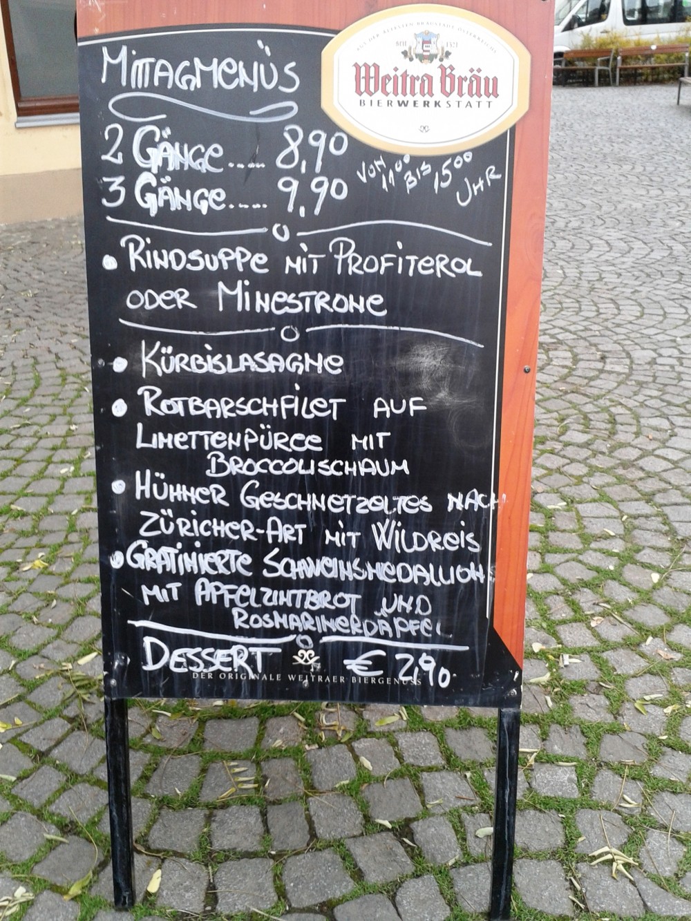 Beispiel Mittagsmenüs - Café Wortner - Wien