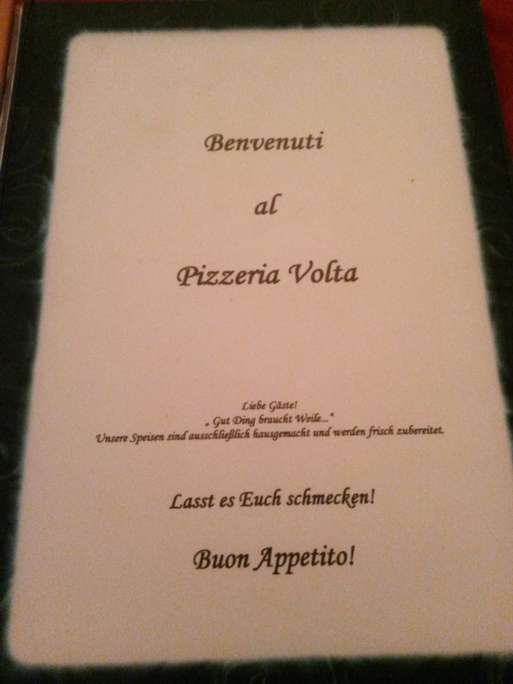 Speisekarte - Pizzeria Volta - Graz