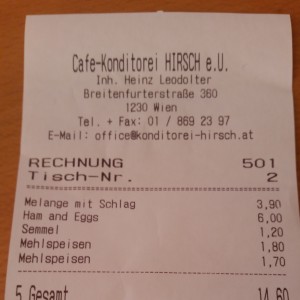 Café Konditorei Hirsch - Wien