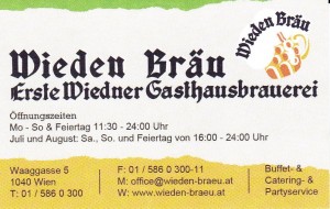 Wieden Bräu Visitenkarte - Wieden Bräu - Wien