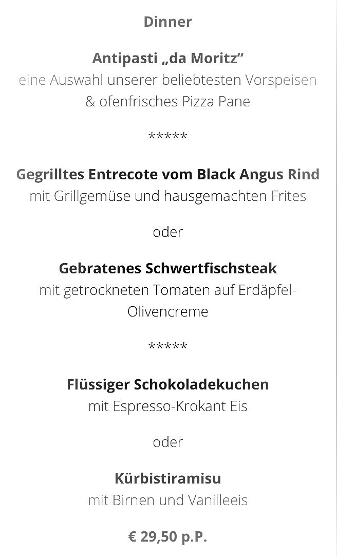 Menü Restaurantwoche Aug/Sept 2017 - HUTH da moritz - Wien