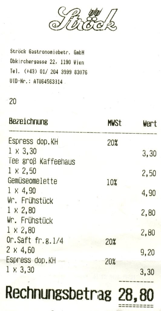 Ströck - Rechnung - Ströck - Wien
