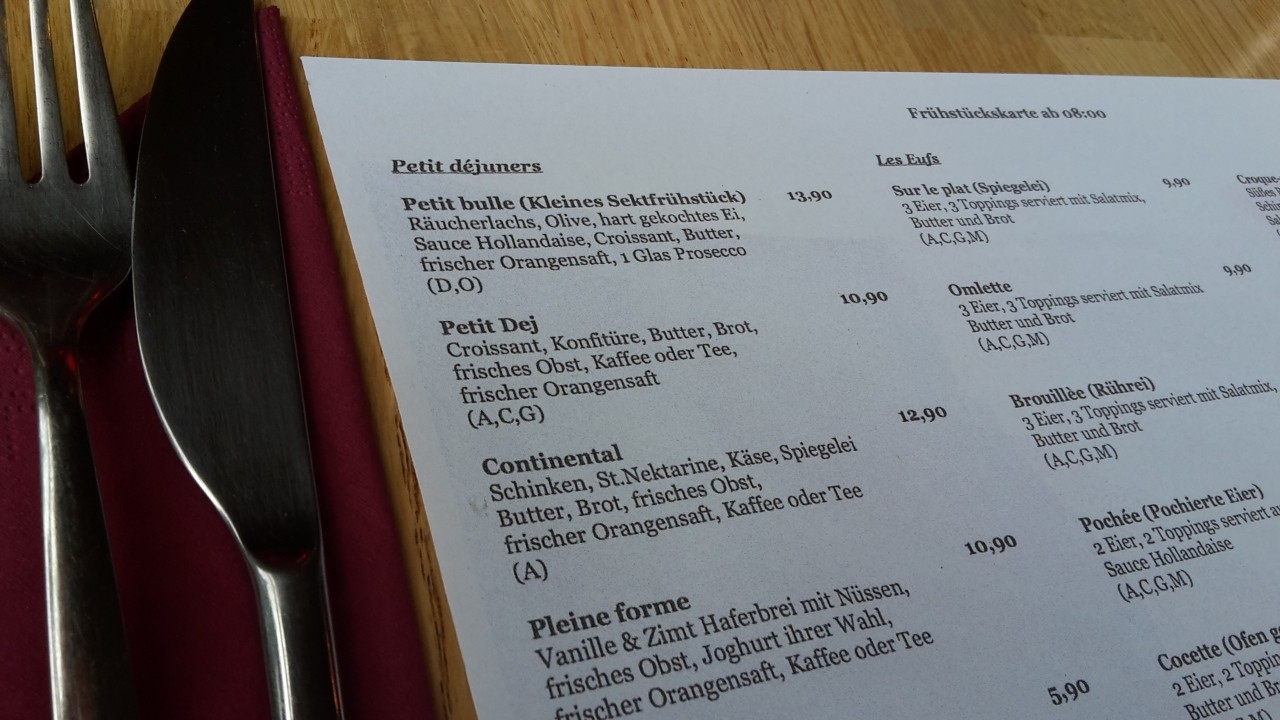 Frühstücks-/Brunchkarte - Petit Déj - Wien