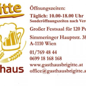 Gasthaus Brigitte - Visitenkarte - Gasthaus Brigitte - Wien