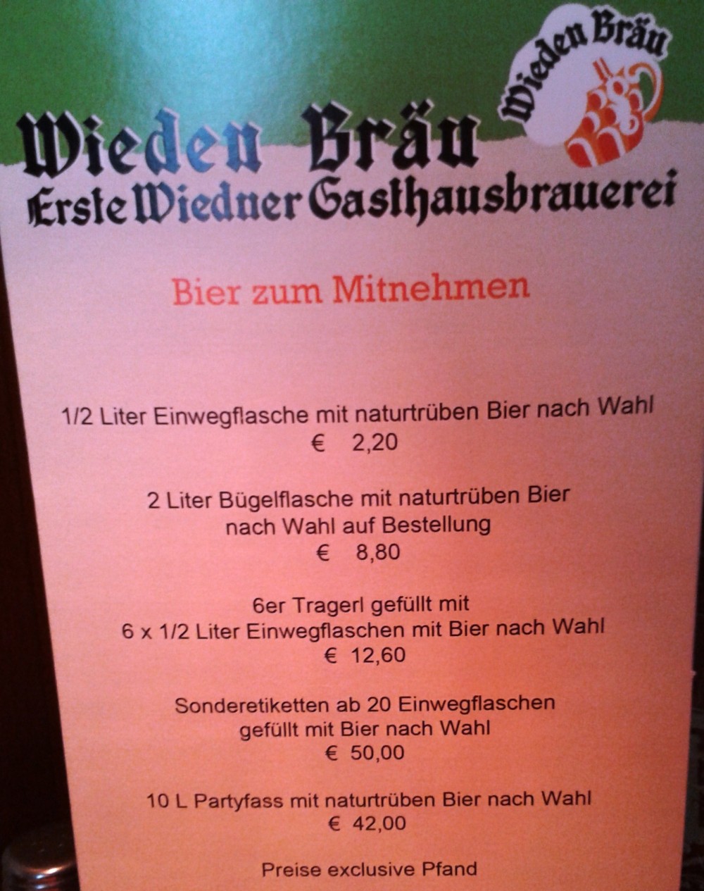 Wieden Bräu Bier zum Mitnehmen - Wieden Bräu - Wien