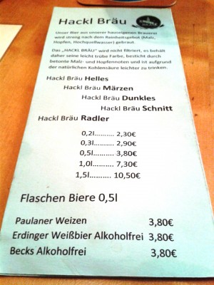 Zum schwarzen Adler - Bierkarte - Gasthaus-Brauerei Zum Schwarzen Adler - Wien