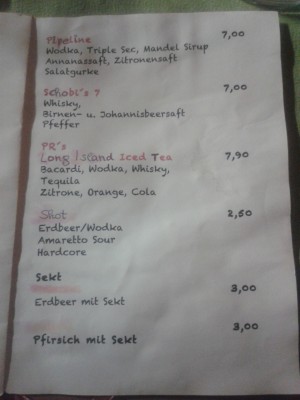 Cocktailkarte - Cafe 7 PR - Oberwölz