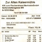 Zur Alten Kaisermühle - Rechnung - Zur Alten Kaisermühle - Wien