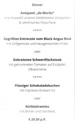 Menü Restaurantwoche Aug/Sept 2017 - HUTH da moritz - Wien