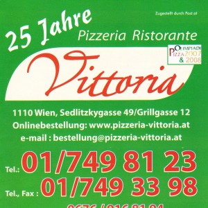 Pizzeria Vittoria Flyer Seite 1 - Vittoria - Wien